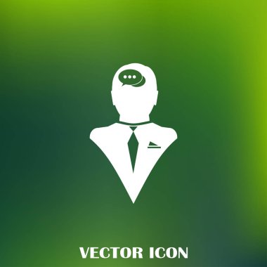 Bir kafa ile konuşma balonu silüeti. Bir kafa ile konuşma balonu vektör çizim silueti.