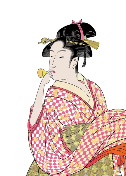 Ukimaro Kitagawa Ukiyo-e çalışıyor.