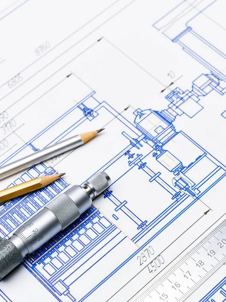 Ipari rajzok mechanizmusok és eszközök. — Stock Fotó