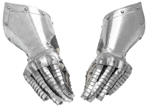 Dvě kovové rytířské rukavice. — Stock fotografie