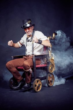 Portrait of a steampunk man. clipart