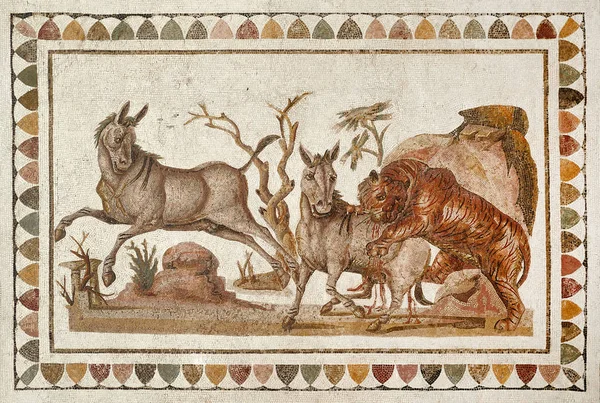 Roman mosaic in the museum in Tunis, Tunisia.