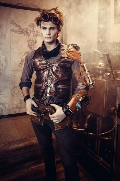 Porträt eines Steampunk-Mannes. Stockbild