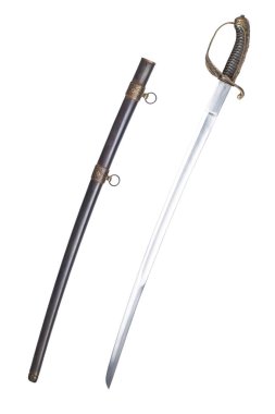 Beautiful old saber with bronze handle and metal sheath with rin clipart