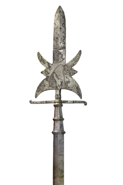 Primer plano de un arma medieval con una punta de caballero lanza para una pelea . — Foto de Stock