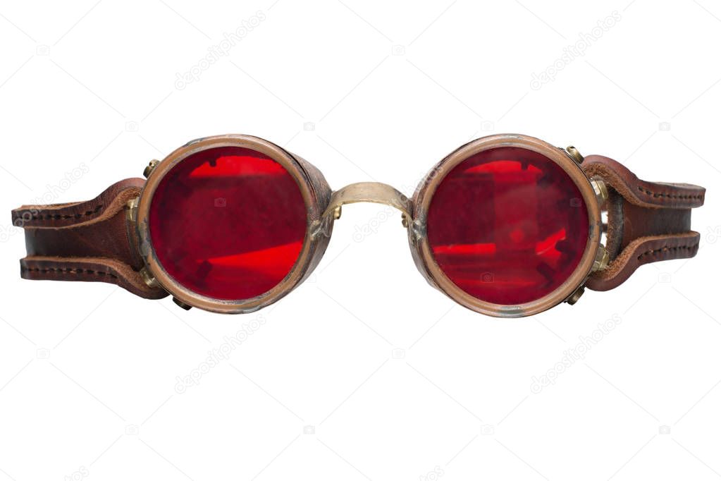 Steampunk goggles on the white background. 