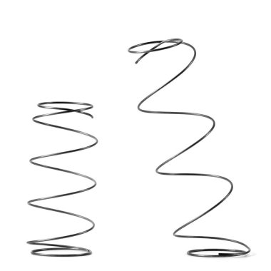 Beyaz arka planda izole edilmiş çelik yaylarının kavramsal görüntüsü