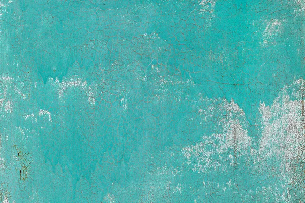 Gros Plan Une Surface Fer Avec Peinture Bleue Fissurée — Photo