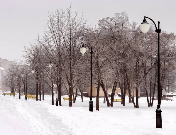 Snow-covered city street — Stock Photo, Image
