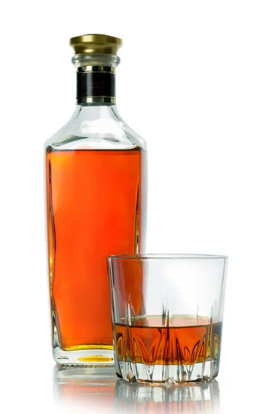 Bottle and a glass of cognac — Stock Photo, Image