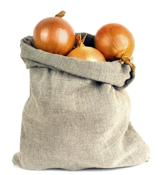 Onions in bag — Stock Photo, Image