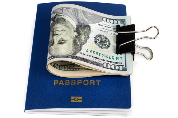 Паспорт громадянина країни та долари — стокове фото