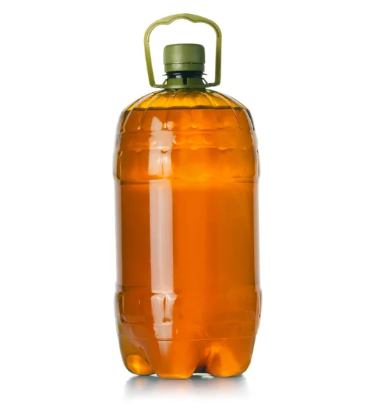 Botol plastik dengan pegangan pada latar belakang putih — Stok Foto
