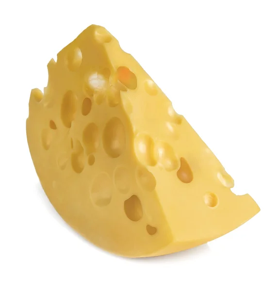 Ein Stück Käse mit großen Löchern — Stockfoto