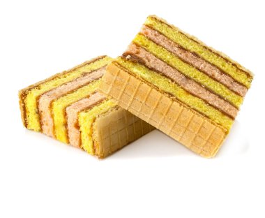 Beyaz bir arka plan üzerinde iki beskvitnyh kurabiye