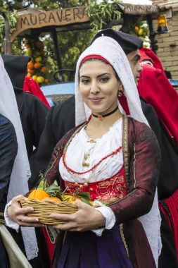 Portrait in traditional Sardinian costume clipart