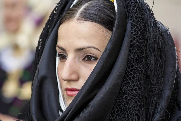 Portrait in traditional Sardinian costume — Stock Photo, Image