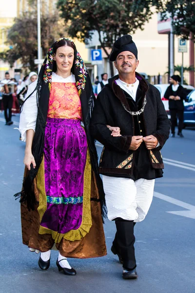 Quartu Italie Septembre 2016 Parade Costumes Chariots Sardes Pour Fête — Photo