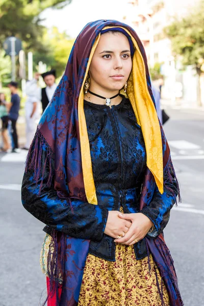 Selargius Italia Septiembre 2015 Antigua Boda Selargino Desfile Trajes Tradicionales — Foto de Stock