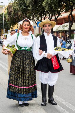 Quartu S.E., İtalya - 15 Eylül 2013: Üzüm Festivali, onuruna Sant'Elena - Sardunya festivaller