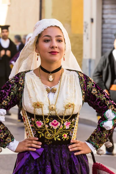 Selargius Itálie Září 2014 Starověké Selargino Svatba Přehlídka Tradiční Sardinský — Stock fotografie