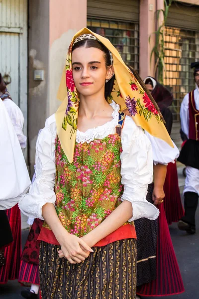 意大利 Selargius 2016年9月11日 Selargino 传统撒丁岛服饰巡游 撒丁岛 — 图库照片