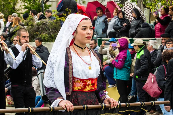 Muravera Italy April 2017 45Th Citrus Festival Parade Folk Group — Stock Photo, Image