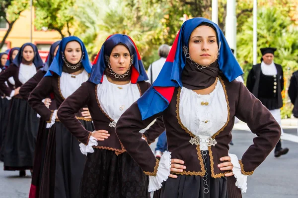 Selargius Italië September 2015 Oude Selargino Bruiloft Parade Van Folkgroep — Stockfoto