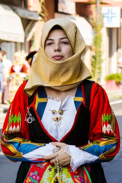 Selargius Italia Septiembre 2016 Antigua Boda Selargino Desfile Trajes Tradicionales — Foto de Stock