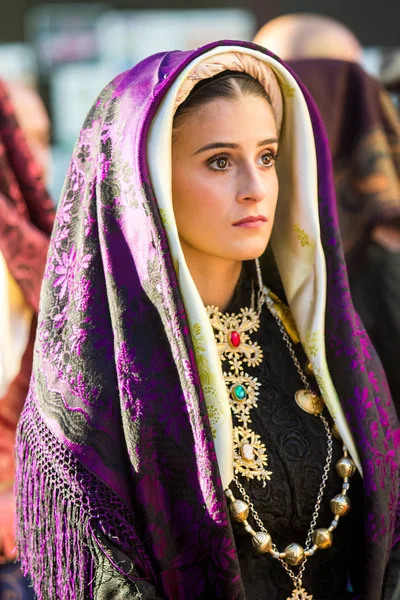 Quartu Italy September 2017 Procession Religiosa Sant Elena Portrait Beautiful — Stock Photo, Image