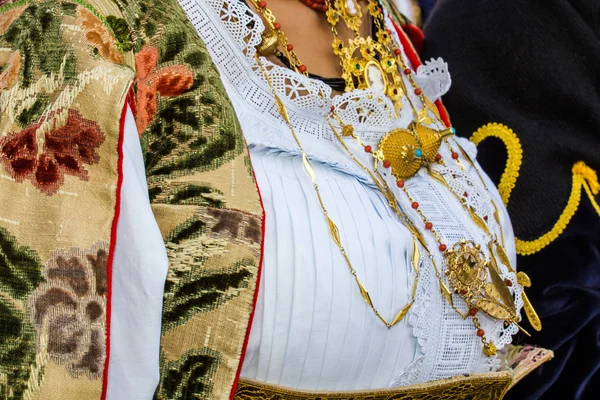 Selargius Itália Setembro 2015 Antigo Casamento Selargino Detalhe Traje Tradicional — Fotografia de Stock