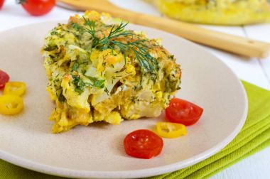 Peynir, yeşil ve yumurta ile fırında karnabahar