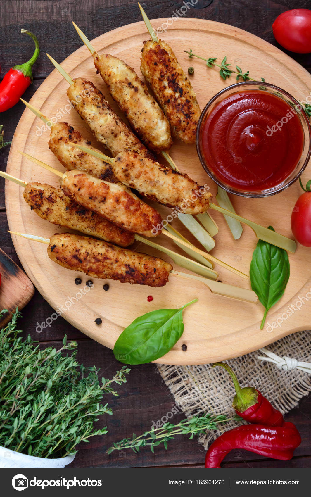 Lula kebab is a traditional Caucasian dish. Chopped meat with skewers