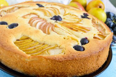 Armut ve üzüm ile sonbahar pasta