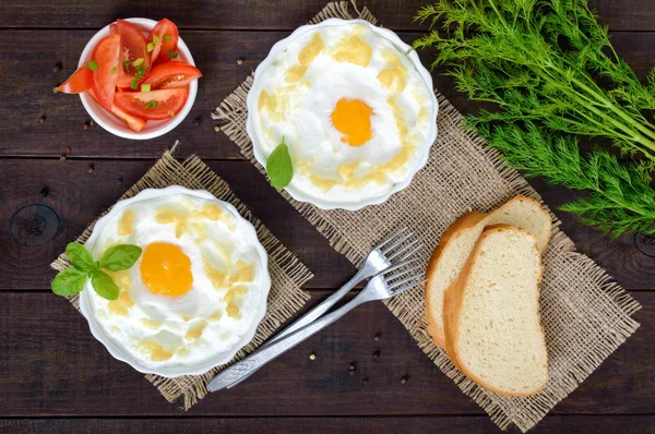 Нежное Запечённое Яйцо Орсини Яйца Облаке Французский Завтрак — стоковое фото