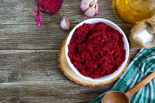 Rote Bete Kaviar Einfacher Schmackhafter Und Gesunder Gemüsesnack Einer Weißen — Stockfoto