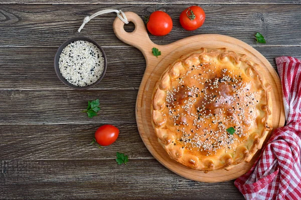 Kue Kubis Pie Sayuran Buatan Sendiri Yang Lezat Dengan Kubis — Stok Foto