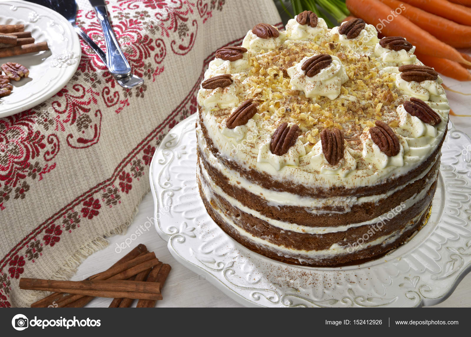 Pictures Carrot Cakes Decorated Carrot Cake Stock Photo