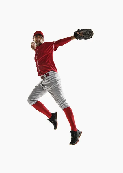 beyaz izole bir beyaz adam beyzbol oyuncusu