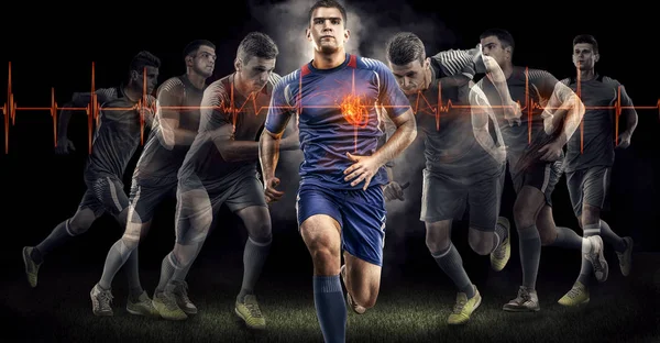 Siyah izole futbol eylem. kalp etkisi dayak