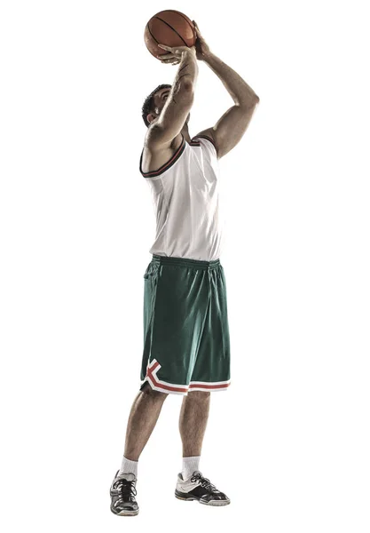 Koszykarz jeden skok izolacji — Zdjęcie stockowe