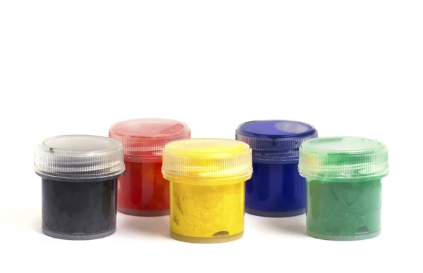 stock image jars with paint on white background