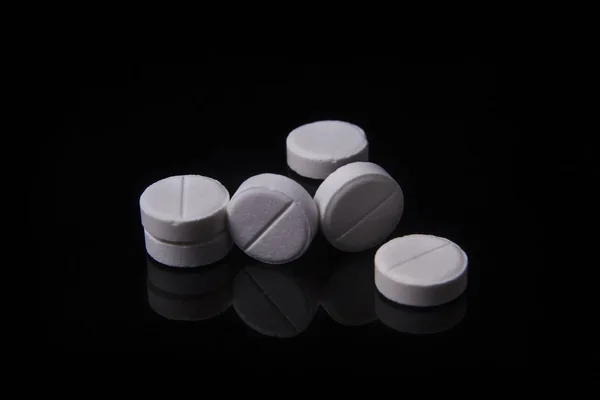 White Pills Dark Background — Stock Photo, Image