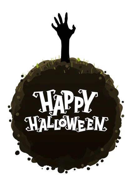 Feliz halloween una mano que sobresale de la tierra — Vector de stock