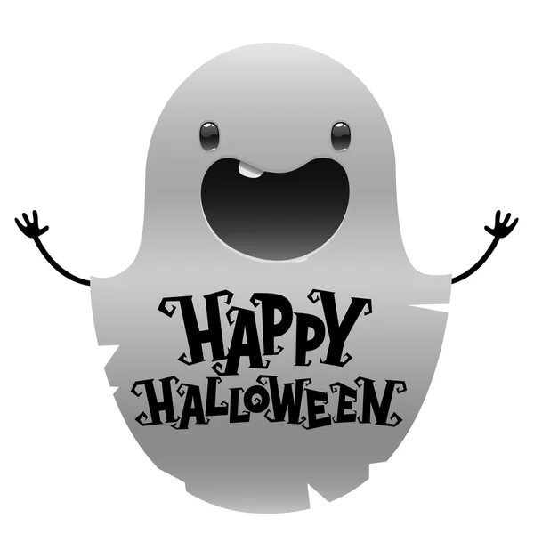 Fantasma de dibujos animados lindo de Halloween sobre fondo blanco — Vector de stock