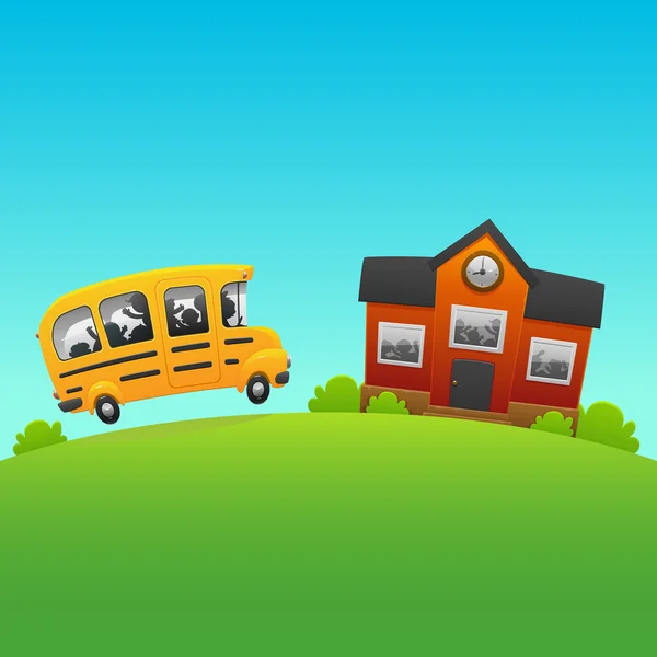 Schulbus bringt Kinder zur Schule — Stockvektor