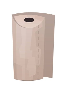 Beyaz kağıt mutfak havlusu rulosu beyaz arkaplan vektör illüstrasyonunda izole edildi