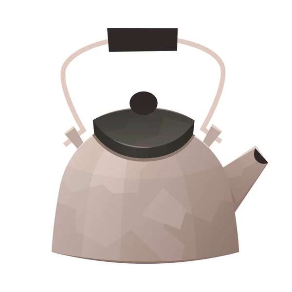 Steel Kettle Cartoon Style Isolated White Background Vector — Stock Vector