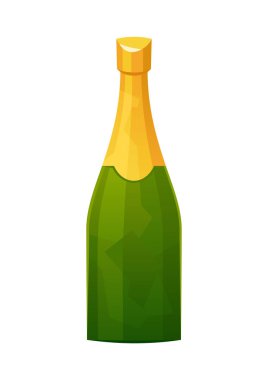 Beyaz arka planda izole edilmiş altın folyolu şampanya şişesi.