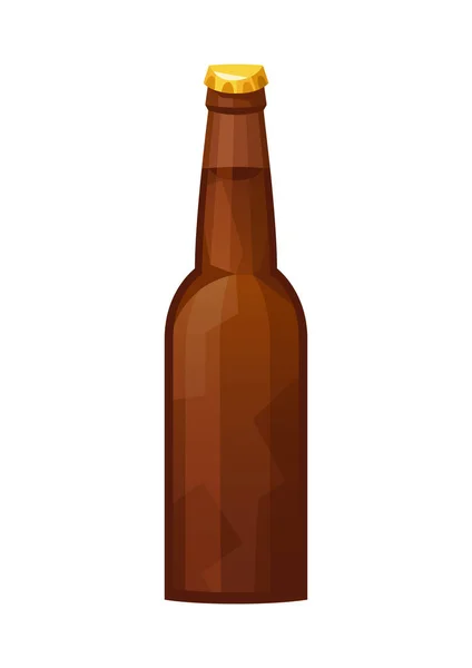 Glass Beer Brown Bottle White Background Isolated Vector — Stock Vector